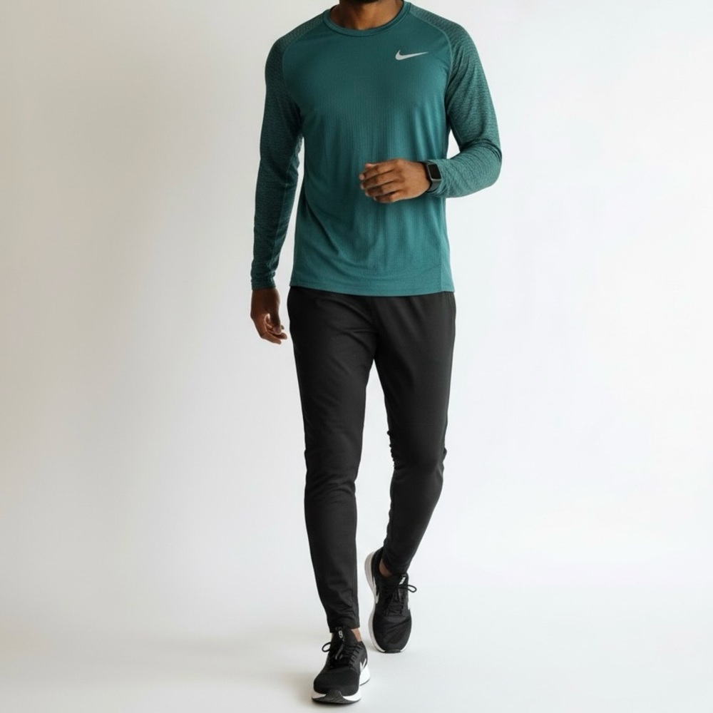 Nike Therma Sphere Element Running Long Sleeve Top Teal Green Black Mens Small